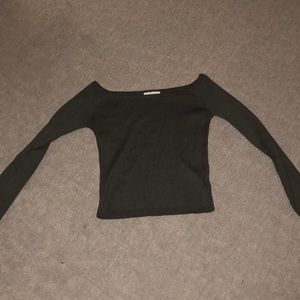 PacSun dark green off the shoulder crop top